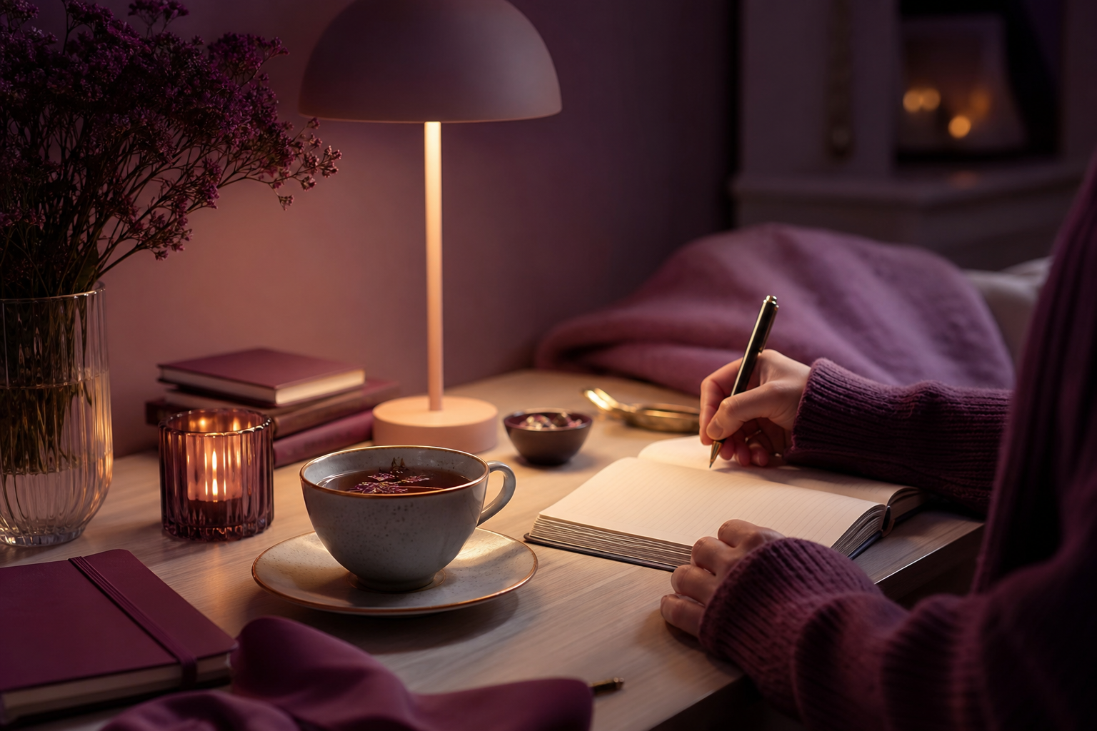 Organmoveorganic evening planning workspace with journal